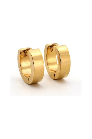 Solfera Halka Sarı Renk Paslanmaz Çelik Erkek Küpe E471 Çelik