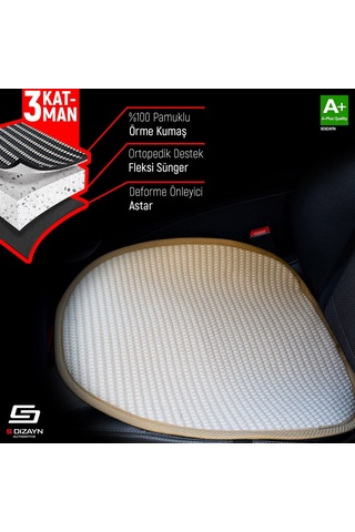 S-dizayn Oto Koltuk Koruyucu Alt Minder Krem Universal 2+1 Parça Ön Arka A+ Kalite