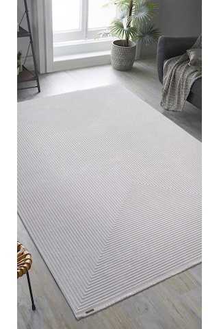 By Özer Halı Koyu Gri Renk Gri Bordürlü Modern Karmen Halı Trend Tr011a Salon Halısı Çok Renkli