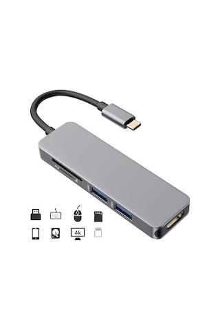 4k Hdmı İçin Alüminyum Usb Ac Hub, Kullanışlı Sd Tf Kart Okuyucu Ve Çok İşlevli Hub Aracılığıyla Kolay Dosya Erişimi, Dizüstü Bilgisayar Ve Macbook İçin Kompakt Tasarım