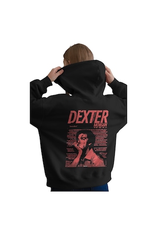 Sevbano Dexter Morgan Dizi Baskılı Unisex Oversize Premium Kapüşonlu Hood Siyah