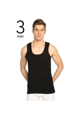 Erkek Karışık Renk Boxer Siyah Renk Ribana Atlet 6'lı Paket Antrasit