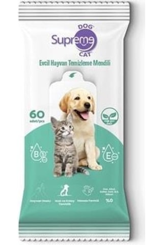 Supreme Yeşil Çaylı Kedi Ve Köpek Temizleme Mendili