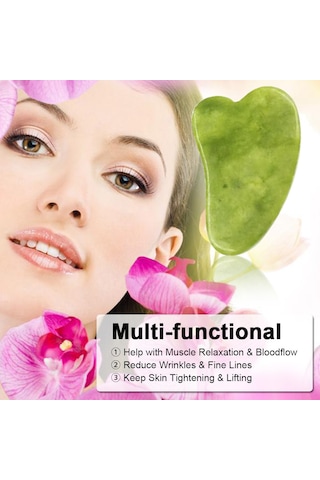 Hangfox Yüz Bakımı Taş Seti: İki Yönlü Mermer Rulman + Gua Sha Tarak - Cilt Parlaklığı Ve İnce Çizgiler İçin