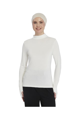 Kadın Organik Parmak Geçmeli Balıkçı Yakalı Body Ekru