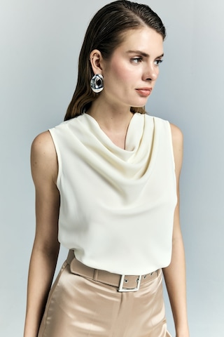 Degaje Yaka Kolsuz Bluz - Sarı-136991 Sarı