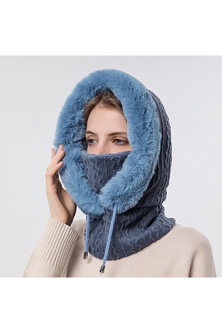 Ww Açık Havada Soğuğa Dayanıklı Kayak Şapkası, Yüz Maskesi, Tek Parça Soğuğa Dayanıklı Başlık - Lacivert