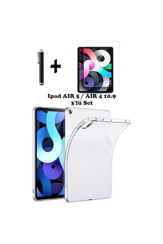 Apple Uyumlu iPad Air 5 Air 4 10.9 Tablet Kılıfı Silikon Köşe Koruma Ekran Koruyucu Dokunmatik Kalem Seti Kılıf