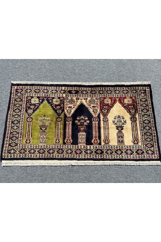 El Dokuma Afgan Halısı Saf Seccade Namazlık 86x152 %100 Yün Halı