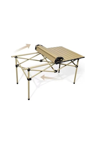 Sportaj Taşınabilir Kamp Masası Alüminyum Gövde Kolay Kurulum 120x55x50cm Sarı