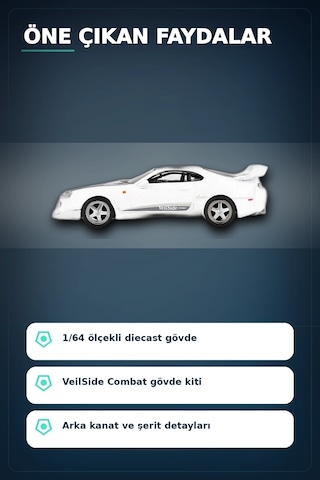 Veilside Combat Beyaz 1/64 Diecast Toyota Supra Model Araba - Mini Koleksiyonluk Bx-313383