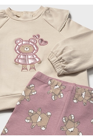 Mayoral Pembe Kız Bebek Sweatshirt Ve Desenli Tayt Takım 2741 Pembe
