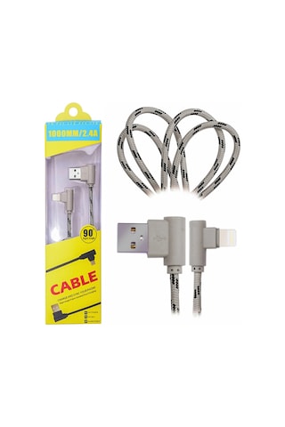 Ally iPhone Uyumlu Lightning Eğik Başlı Halat Usb Kablo 1metre- 5775