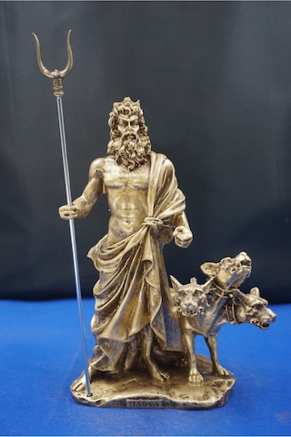 Hades Heykel Biblo Tasarım 25 Cm Mitolojik Obje Hediyelik Eşya Ev Dekor Altın