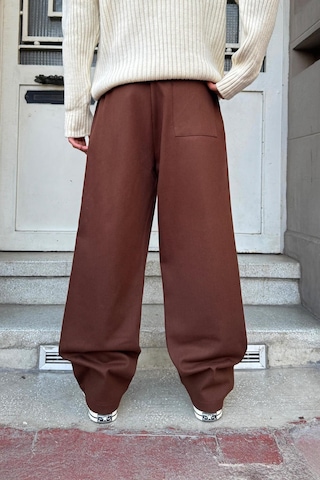 Flaw Bel Lastikli Baggy Gabardin Pantolon Kahverengi Kahverengi