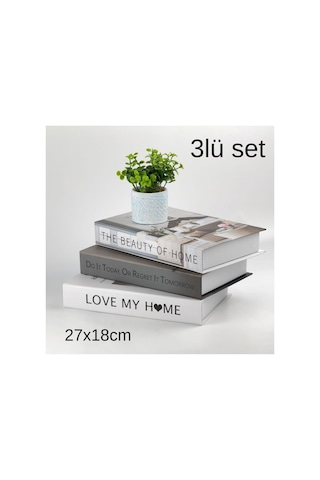 3lü Kitap Görünümlü Dekoratif Saklama Kutusu Seti, İskandinav Tarz Minimalist Tasarım Ev Dekor Set3
