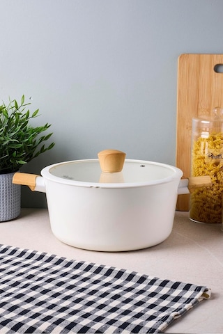 Danish Cook Beige İndüksiyon Tabanlı Derin Tencere 24 Cm Bej Bej