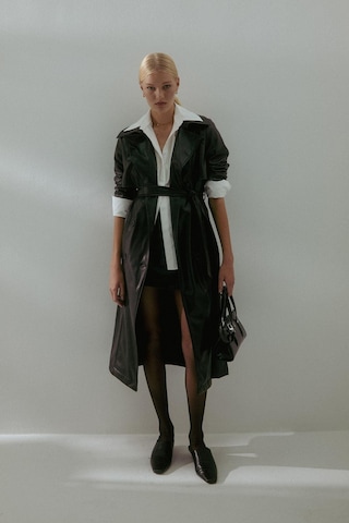 Aller Parça Deri Trençkot Siyah Siyah