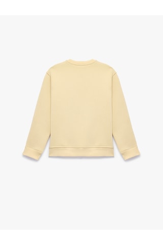 Koton Uzun Kollu Fiyonk Baskılı Üç İplik Şardonlu Bisiklet Yaka Sweatshirt Bej 7wkg10251ak Ekru