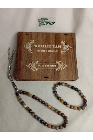 Tiptop/ Sodalit Taşı Tesbih Bileklik Seti Kutulu Çok Renkli