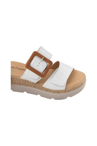 Hush Puppies Effeza 625205 Hakiki Deri Kadın Terlik Beyaz Beyaz