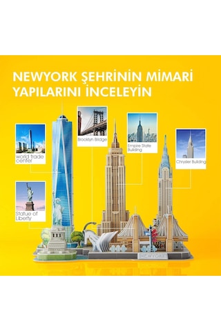 City Line New York Şehri 3d Puzzle 123 Parça