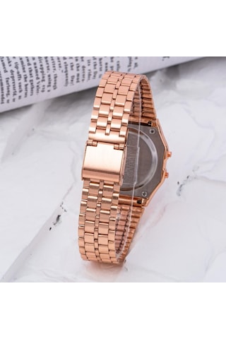 Retro Premium Serisi Rose Renkli Çelik Kordon Kadın Kol Saati St-304235