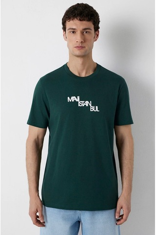 Mavi M0612274-85173 İstanbul Baskılı T-shirt Erkek Tişort Yeşil