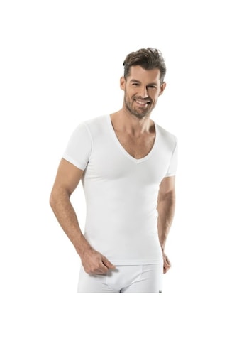 Jiber Erkek Likralı V Yaka Yarım Kol Fanila 6'Lı Paket-213