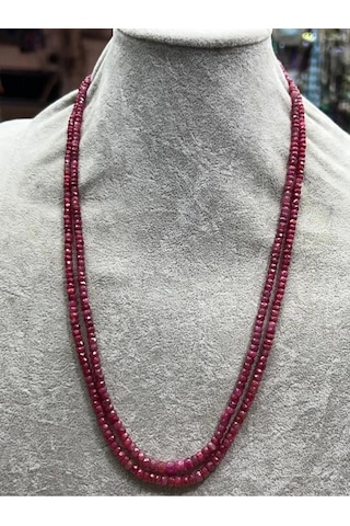 Yakut 2 Sıralı Kolye 353 Bordo