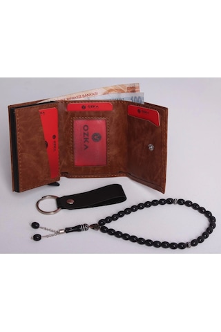Ozka Leather Collection Kişiye Özel Yeni Trend Otomatik Mekanizmalı Cüzdan - Anahtarlık Ve Tespih