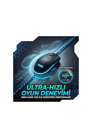 Rgb Gaming Kablolu Mouse 1600 Dpı, 3000 Hz, Örgü Kablolu Siyah Gaming Fare, Optik Lensli, Rgb Animasyonlu Diğer