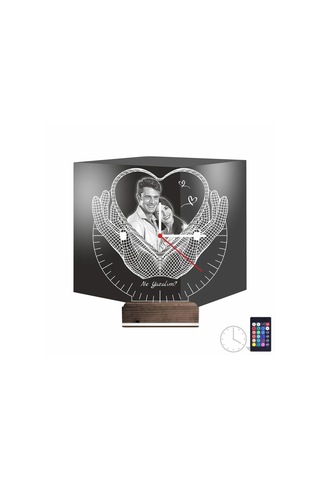 Luvivia Kalp Sevgiliye Hediye V5 Fotoğraflı Saatli 3d Lamba - Masa Gece Lambası