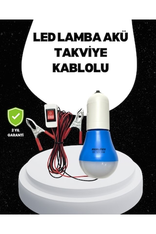 Araç Akü Bağlantılı 12v Led Ampul Kablolu Timsah Kıskaçlı Anahtarlı Pratik Işık Mh-hs6658-9925