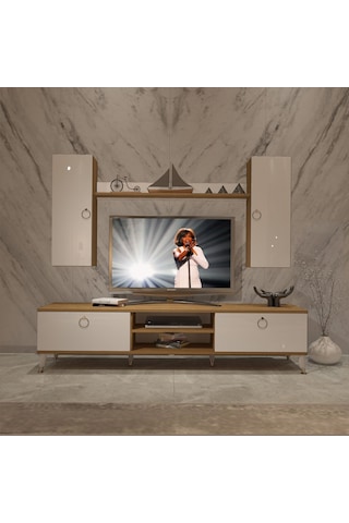 Decoraktiv Eko 7 Mdf Dvd Gold Tv Ünitesi Tv Sehpası Pera - Beyaz