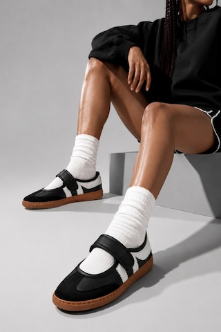 Muggo Speed Kadın Cırtlı Rahat Taban Günlük Sneaker Babet Ayakkabı Siyah