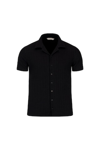 Hatemoğlu Siyah Regular Fit Apaş Yaka Gömlek