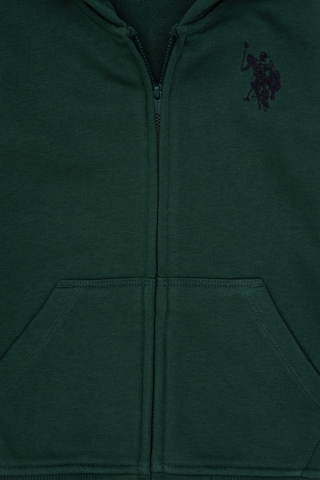 U.S. Polo Assn. Erkek Çocuk Koyu Yeşil Fermuarlı Kapüşonlu Sweatshirt 50316706-VR079