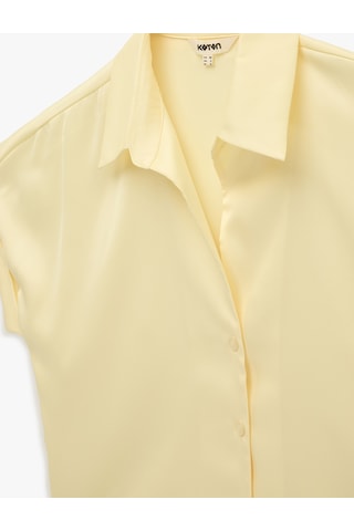 Koton Kısa Kollu Kaçık Yaka Oversize Saten Gömlek Sarı 6sak60056pw Sarı