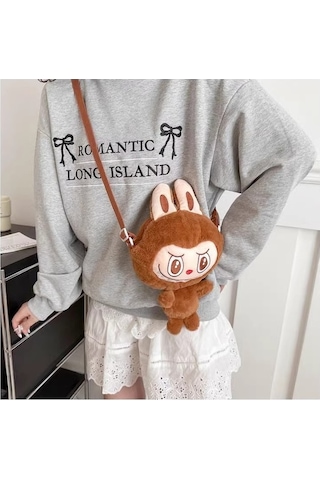 Ebitda Labubu Peluş Kız Çocuk Sevimli Çapraz Mini Turuncu Karikatür Çanta Turuncu