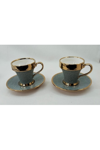 Tutku 2 Kişilik Porselen Nescafe Ve Çay Fincanı Gri Renk Gri