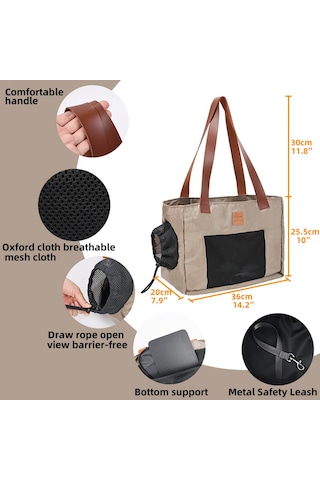 Vkemall Küçük Köpek Ve Kedi Taşıma Çantası - Oxford Kumaş Dayanıklı Hava Geçirgen Sırt Çantası Khaki