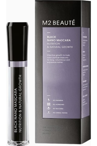 M2 Beauté Black Nano Maskara, Hacim Veren, Ipeksi Ve Belirgin Kirpikler Siyah