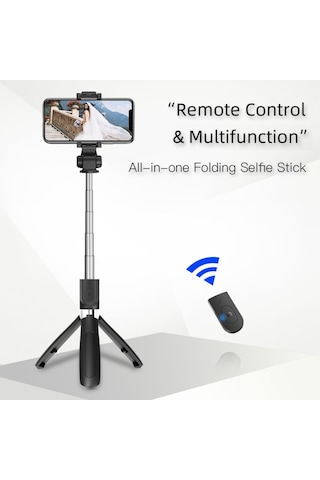 Reedark 3 Lü 1 Arada 6 Segmanlı Selfie Çubuğu Tripod Ve Gimbal Stabilizatör 27.5 İnç Android İos Uyumlu