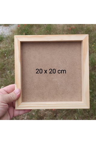 20x20cm Ham Ahşap Çerçeveli Pano Camsız - Arkalık Sabit