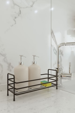 Eva Metal Tasarim Banyo Mutfak Organizer Düzenleyici Raf Kozmetik Takı Stand Baharatlık Dolap Içi, Tezgah Üstü Metal Siyah