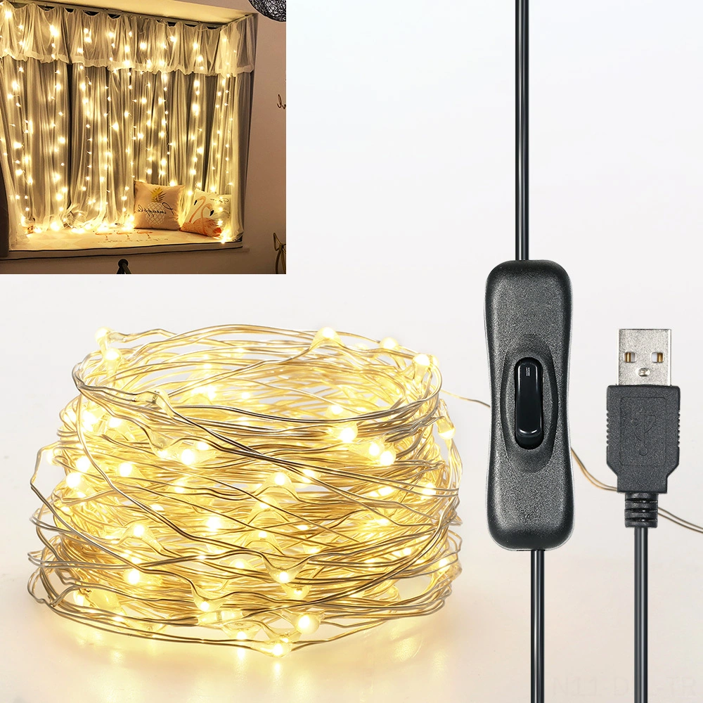 Dofolink Usb Şarjlı 12m 120 Led Işık Zinciri, Islak Ortamlarda Kullanılabilir, İç-içe Dekorasyon Işığı, Sıcak Beyaz Işık, Bağımsız Anahtar Beyaz