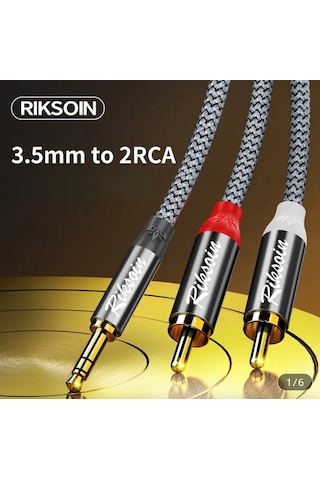 Riksoin 3-metre 3.5mm To 2rca Aux Ses Kablosu 3.5mm Hifi Ses