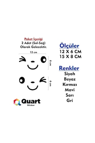 2 Adet Yan Ayna Gülen Yüz Sticker (279880727)