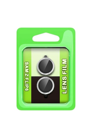 Newface - 523 - Samsung Galaxy Uyumlu Z Flip 6 Raze Metal Kamera Lens - Glblseme - - Gümüş